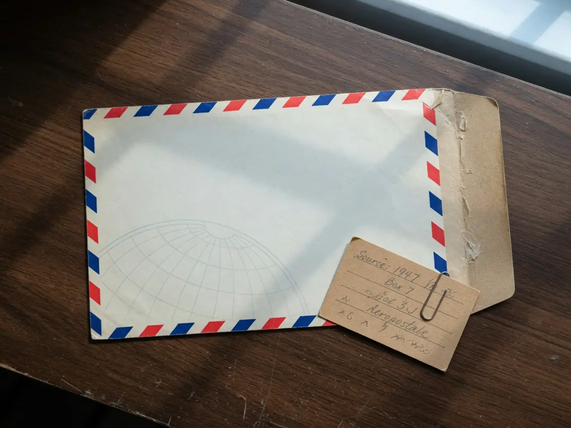 航空邮简与牛皮来源索引卡，地球线水印克制
