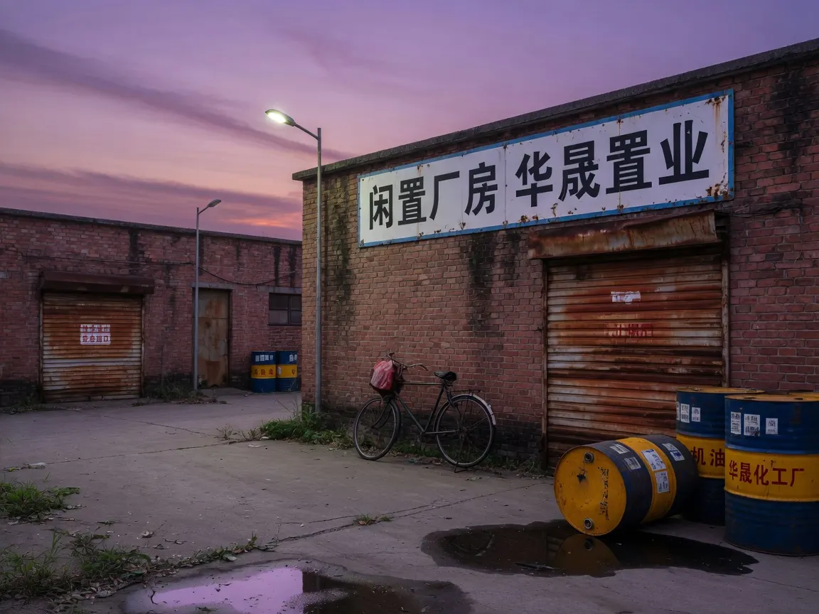 砖墙闲置厂房搪瓷牌：闲置厂房 华晟置业