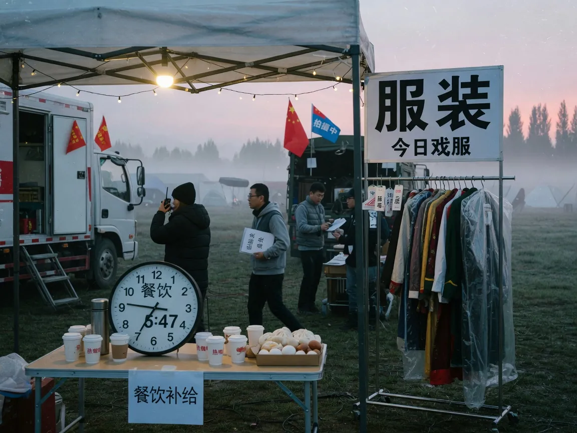清晨基地与器材车