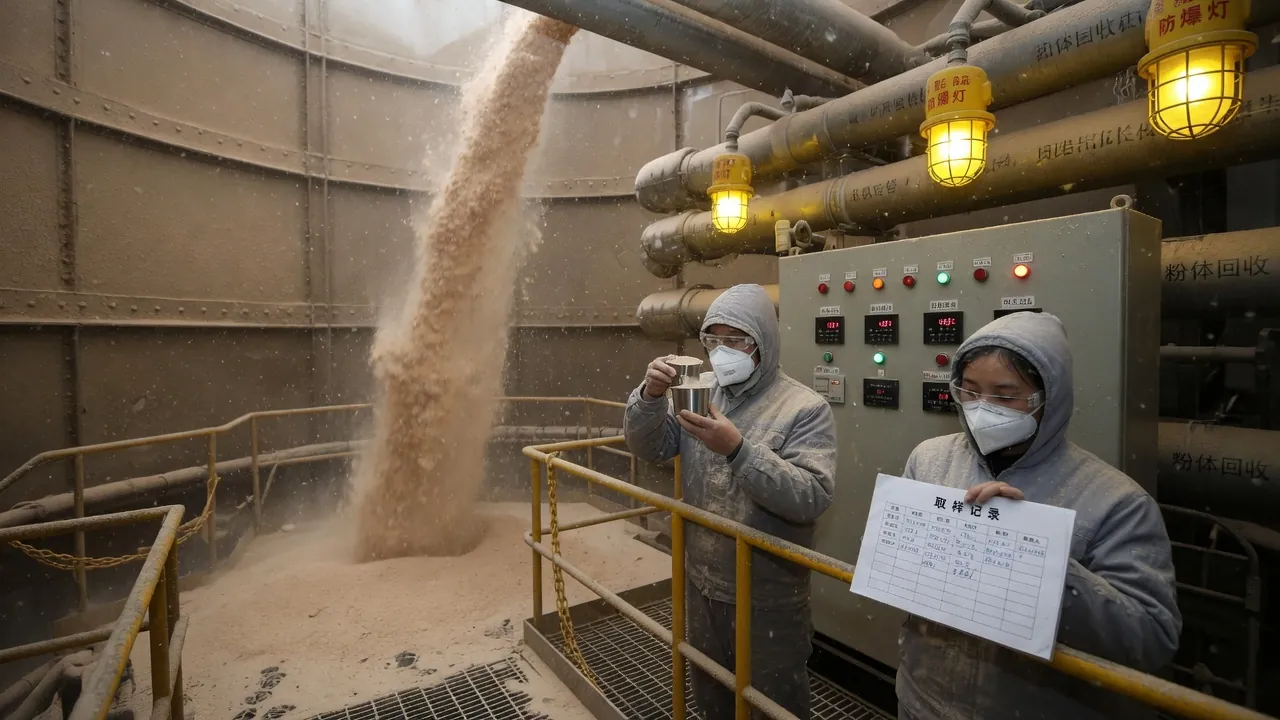 喷雾干燥塔内洗衣粉如干雪下落