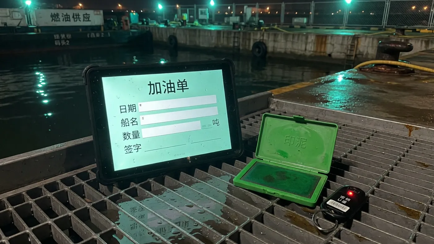 三防平板上的空白加注单、印章垫与密钥令牌