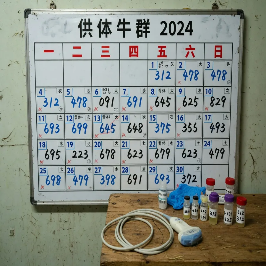 供体场超排日历板与激素瓶、超声探头