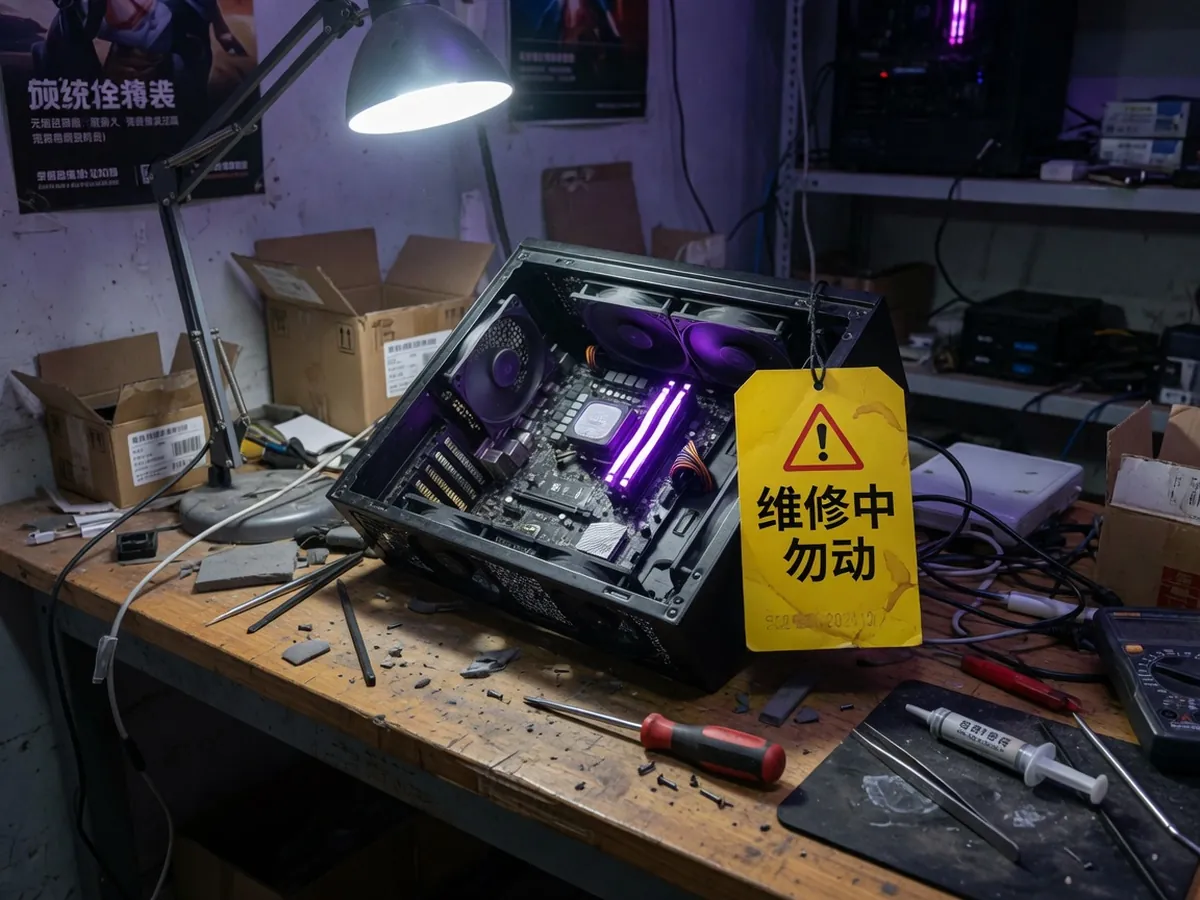 打开侧板维修中的主机
