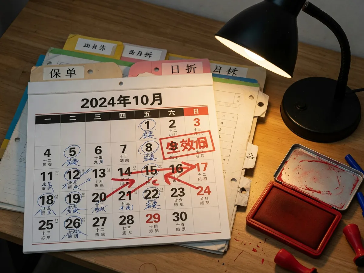按天计费的日历页，生效日盖着红章
