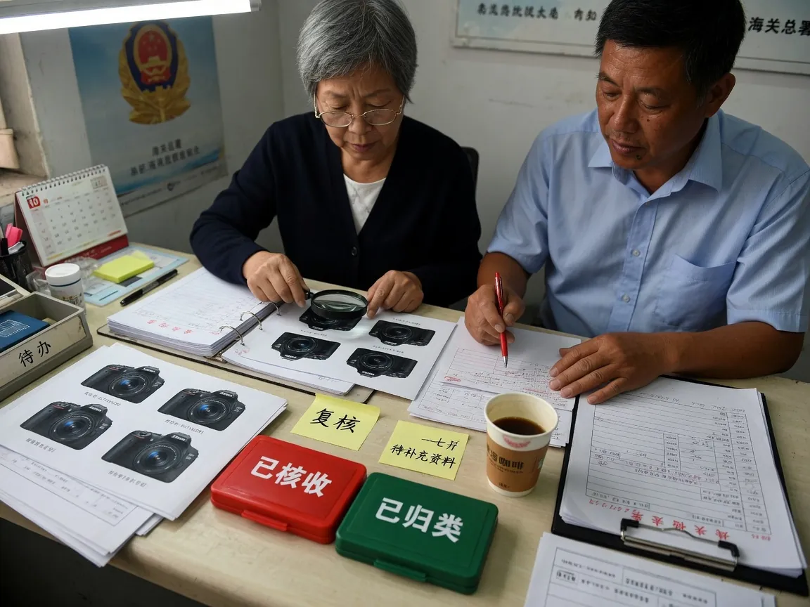 两人对照商品照片与税则章节做双人复核
