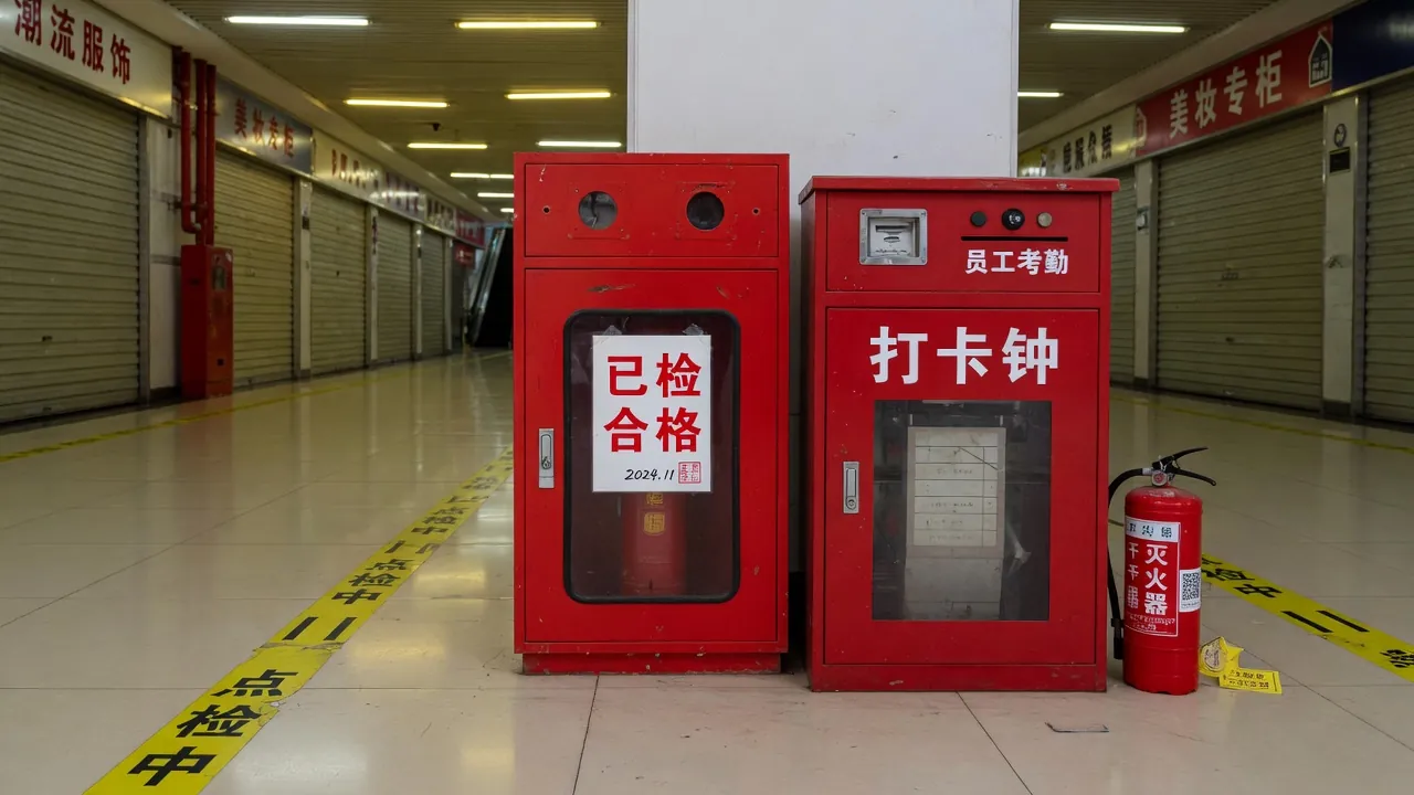 商场消火栓、灭火器与点检牌