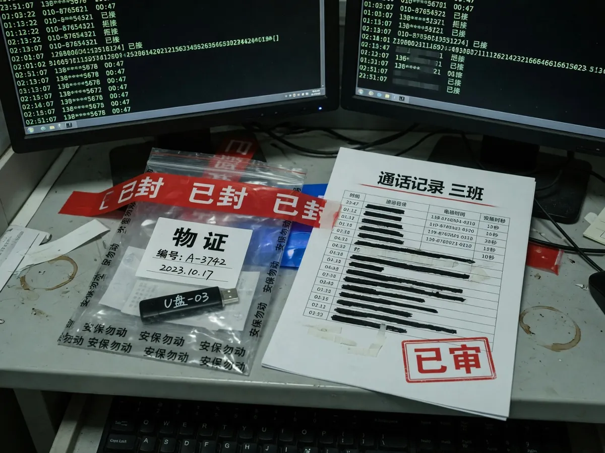 值班台上的物证袋与工具调用记录
