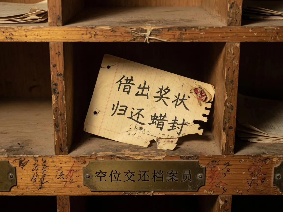空格架里一张借条和黄铜空位牌