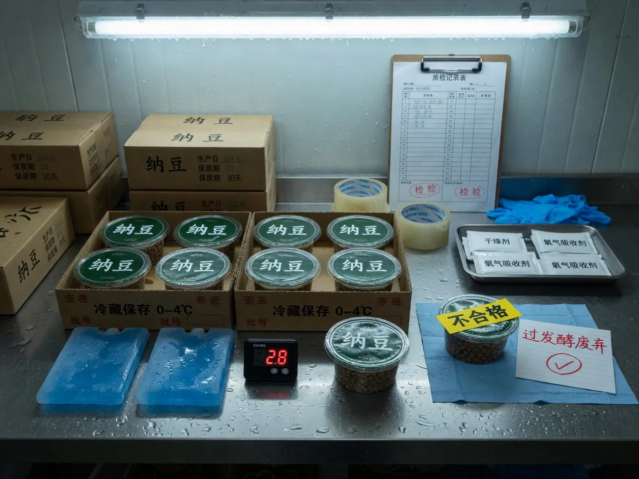 包装台：密封杯与一只鼓包被隔离