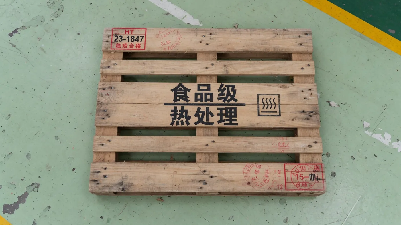 俯视食品级浅青地面上一片烙印托盘，中间烫印 FOODSAFE 字样