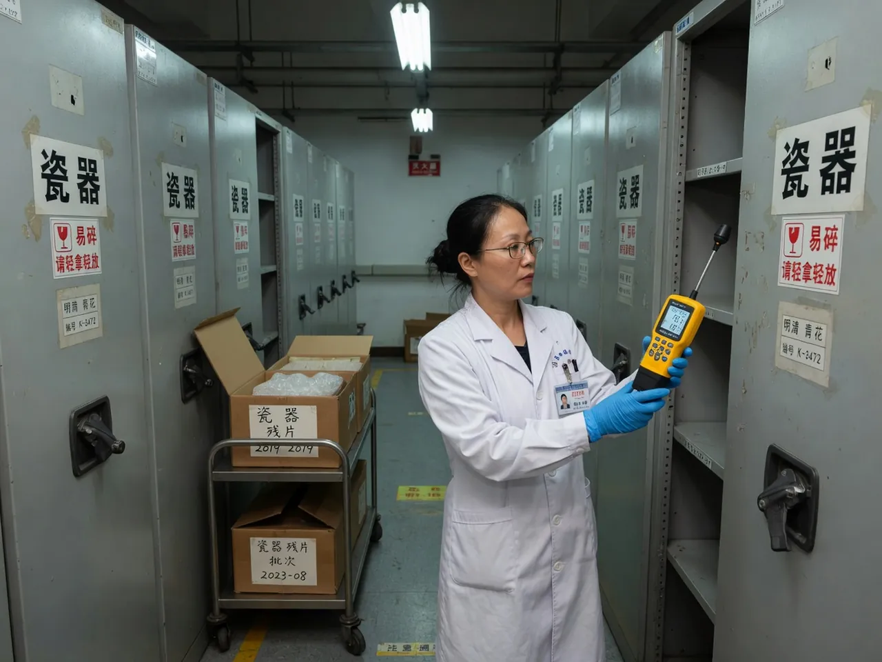 库房通道中用手持机做 RFID 盘点