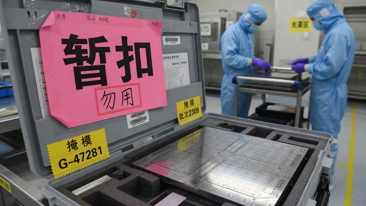 洋红 Hold 封条贴在光罩盒边