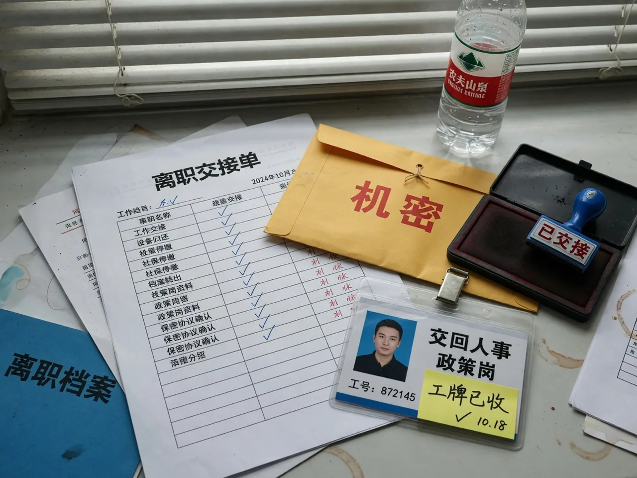 离职交接清单、工牌交回与密封信封