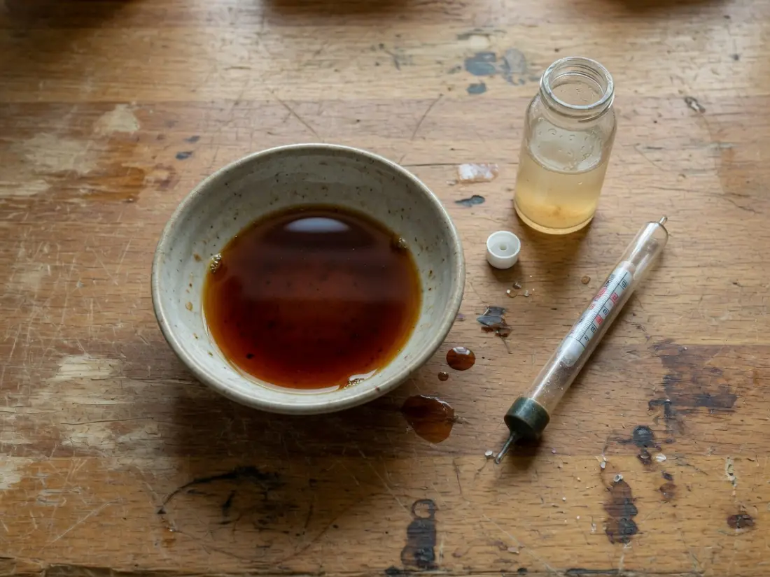 木案上的生抽碗、浊度样瓶和盐度计