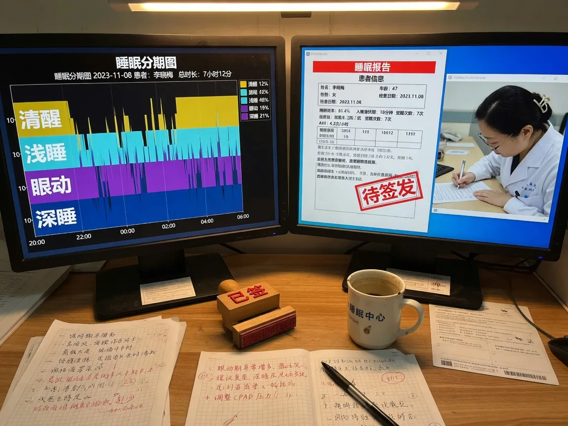 评分席：分期色带与待医师签发的患者可读报告对照