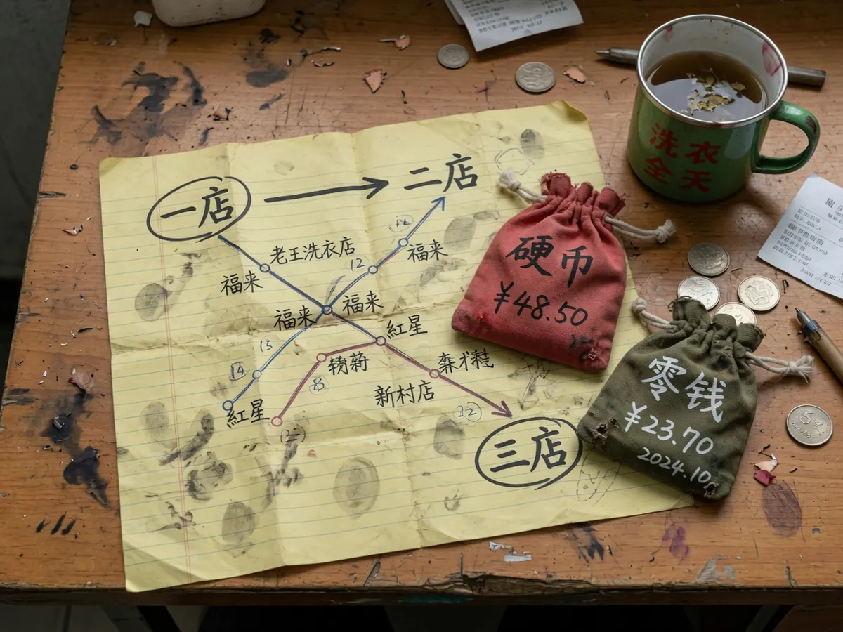 店主桌上的收币路线纸条