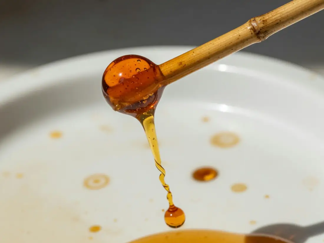 竹筷上桐油滴珠拉成丝